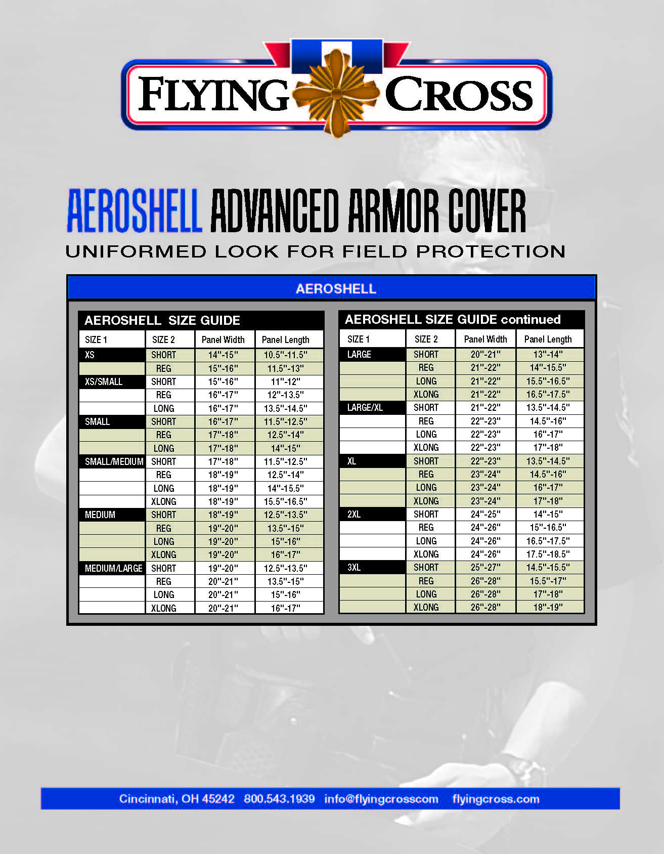 Flying Cross Size Chart